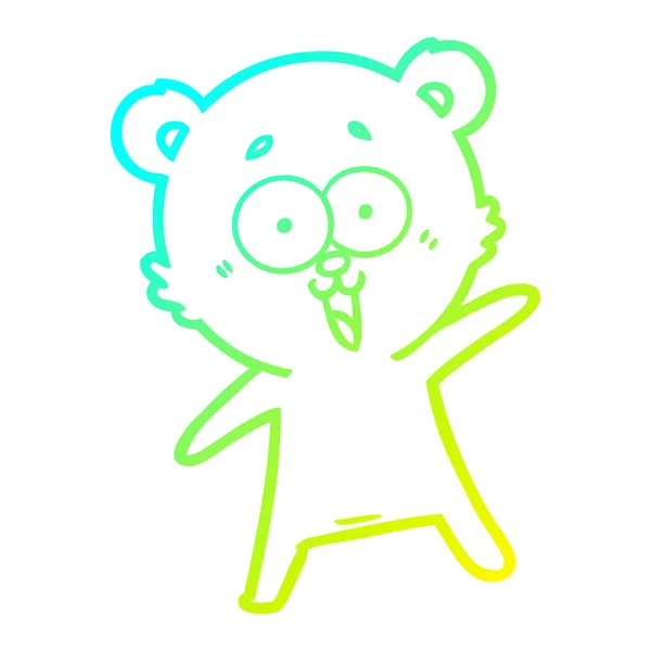 Kalte Gradientenlinie Zeichnung lachender Teddybär Karikatur — Stockvektor