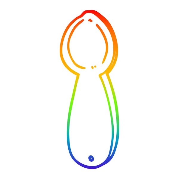 Linha gradiente arco-íris desenho colher dos desenhos animados — Vetor de Stock