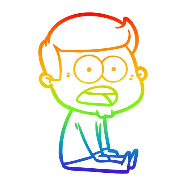 Arco-íris linha gradiente desenho cartoon chocado homem — Vetor de Stock