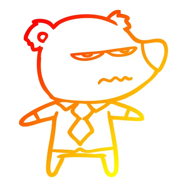Warme Gradientenlinie Zeichnung Karikatur wütender Chef Bär — Stockvektor
