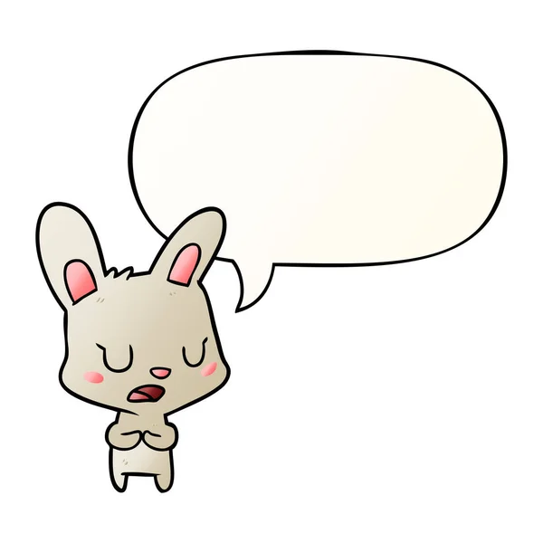 Cartoon rabbit talking and speech bubble in smooth gradient styl — Stock Vector