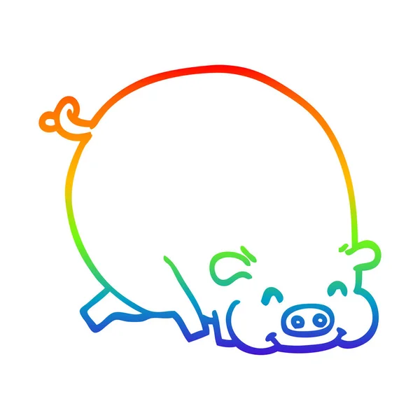 Arco-íris linha gradiente desenho cartoon gordura porco —  Vetores de Stock