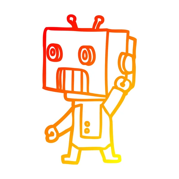 Čára teplého přechodu kresba kreslený robot — Stockový vektor