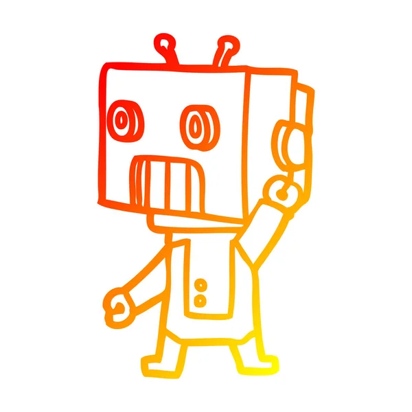 Línea de gradiente caliente dibujo robot de dibujos animados — Archivo Imágenes Vectoriales