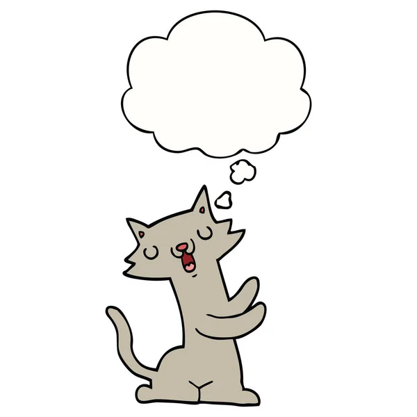 Desenho animado gato e pensamento bolha — Vetor de Stock