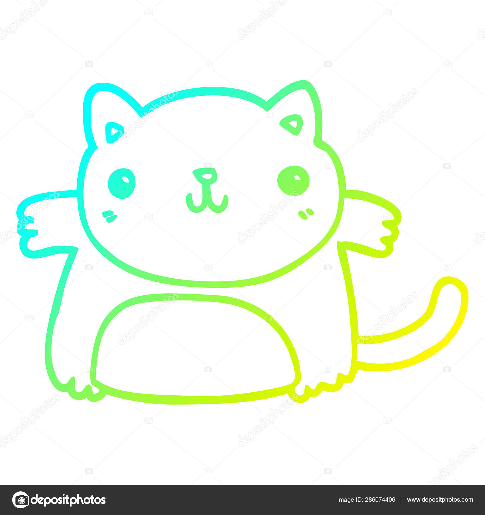 Froid Degrade Ligne Dessin Dessin Chat Dessin Anime Image Vectorielle Par Lineartestpilot C Illustration