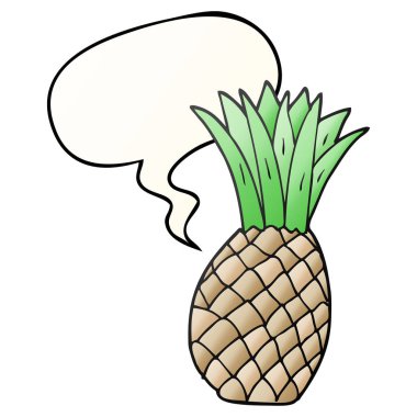 düzgün degrade tarzında karikatür ananas ve konuşma balonu