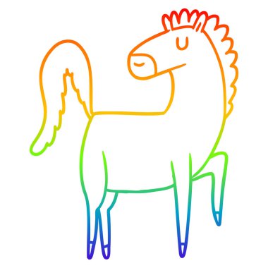 gökkuşağı degrade çizgi çizim mutlu karikatür at