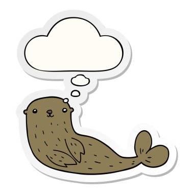 karikatür mühür ve baskılı bir etiket olarak düşünce balonu