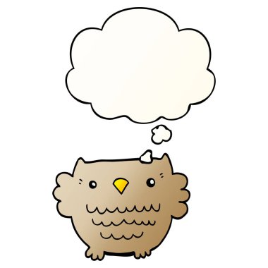 çizgi film baykuş ve pürüzsüz degrade tarzında düşünce balonu