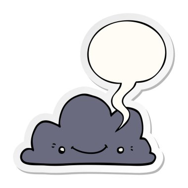 sevimli karikatür bulut ve konuşma balonu etiket