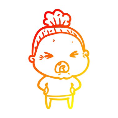 degrade çizgi çizgi karikatür kadın kızgın sıcak çizim