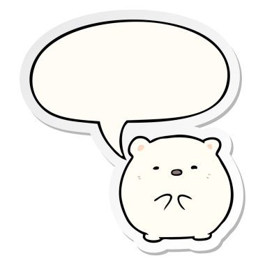 sevimli karikatür kutup ayısı ve konuşma balonu etiket