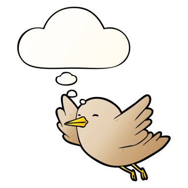 çizgi film kuş ve pürüzsüz degrade tarzında düşünce balonu