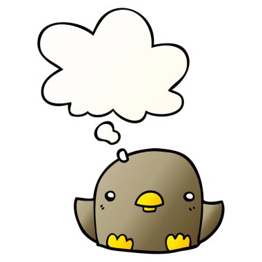 karikatür civciv ve pürüzsüz degrade tarzında kabarcık düşünce