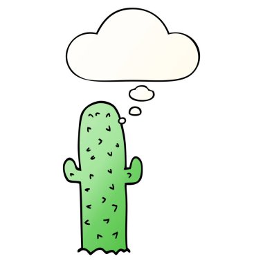 çizgi film kaktüs ve pürüzsüz degrade tarzında düşünce balonu