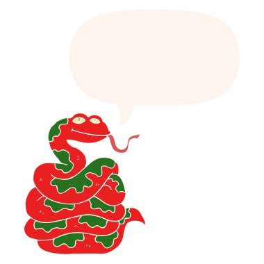 retro tarzında karikatür yılan ve konuşma balonu