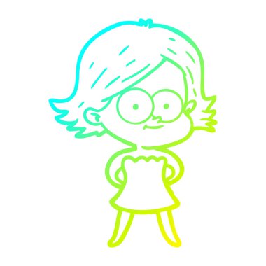 soğuk degrade çizgi çizim mutlu karikatür kız