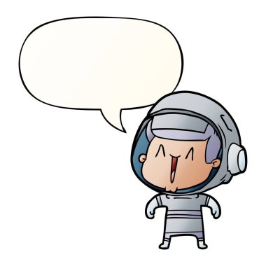 çizgi film astronot adam ve konuşma balonu pürüzsüz degrade tarzında