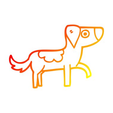 sıcak degrade çizgi çizim karikatür mutlu köpek