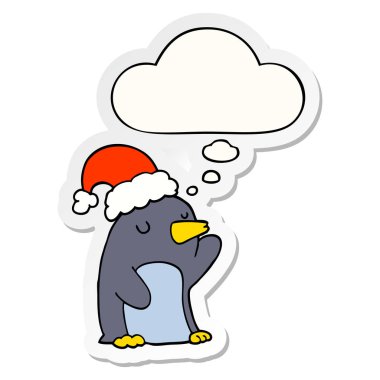 sevimli karikatür noel penguen ve baskılı s olarak kabarcık düşündüm