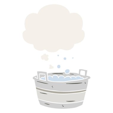 karikatür eski tin banyo ve retro tarzında düşünce balonu