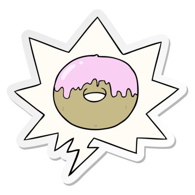 karikatür donut ve konuşma balonu etiket