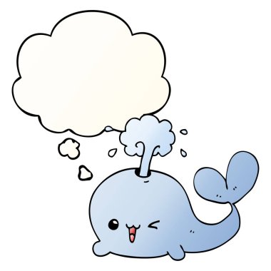 karikatür balina ve pürüzsüz degrade tarzında düşünce balonu