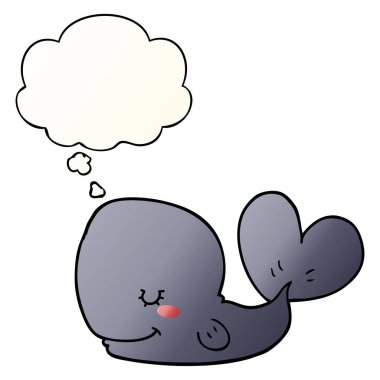 karikatür balina ve pürüzsüz degrade tarzında düşünce balonu