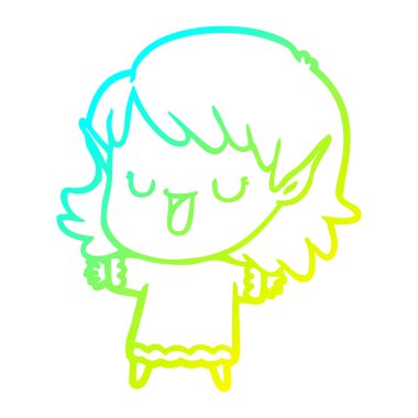 soğuk degrade çizgi çizim karikatür elf kız