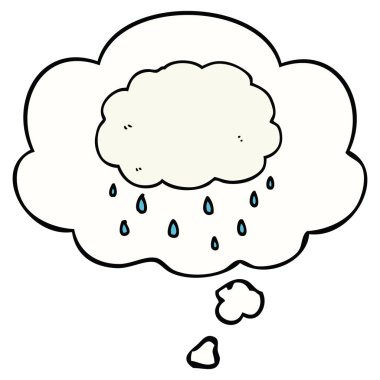 karikatür yağmur bulutu ve düşünce balonu
