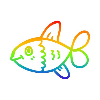 gökkuşağı degrade çizgi çizim karikatür balık