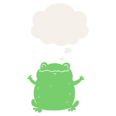 retro tarzında karikatür kurbağa ve düşünce balonu