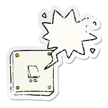 karikatür ışık anahtarı ve konuşma balonu sıkıntılı etiket