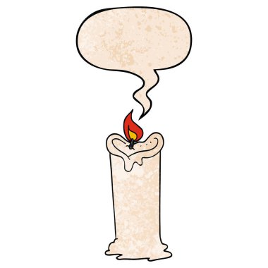 retro doku tarzında karikatür mum ve konuşma balonu