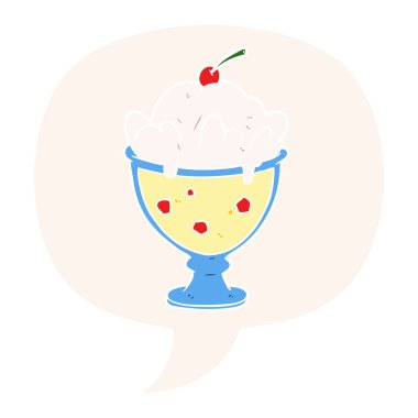 retro tarzında karikatür lezzetli tatlı ve konuşma balonu