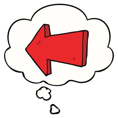 karikatür işaret ok ve düşünce kabarcık