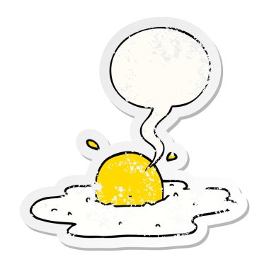 karikatür kızarmış yumurta ve konuşma balonu sıkıntılı etiket