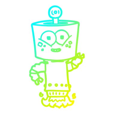 soğuk degrade çizgi çizim mutlu karikatür robot