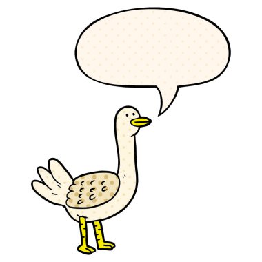 çizgi roman tarzında karikatür kuş ve konuşma balonu