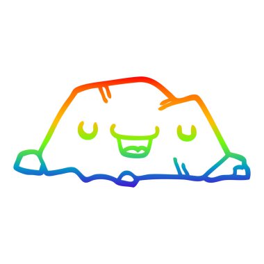 gökkuşağı gradyan çizgi çizim karikatür kaya