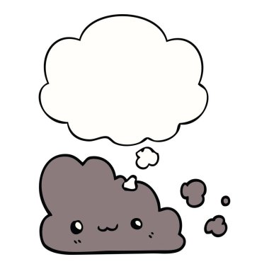 sevimli karikatür bulut ve düşünce balonu