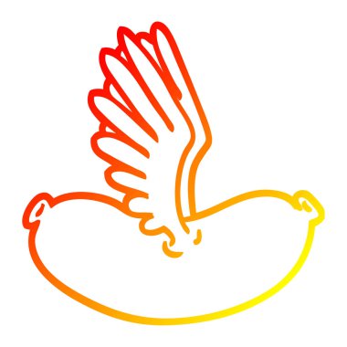 sıcak degrade çizgi çizim karikatür uçan sosis