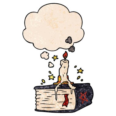 karikatür ürkütücü yazım kitabı ve grunge doku pa düşünce balonu