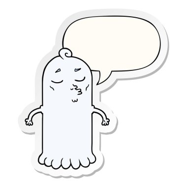 karikatür hayalet ve konuşma balonu etiket
