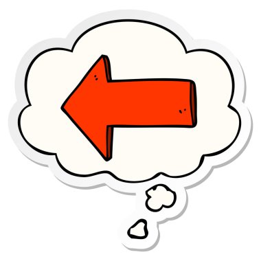 karikatür ok ve basılı bir etiket olarak kabarcık düşünce