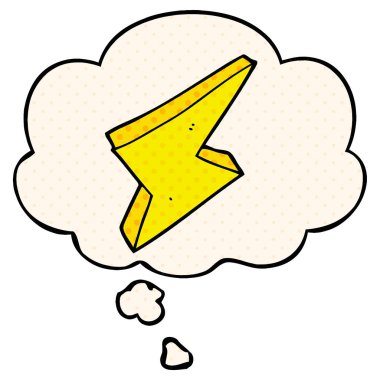 çizgi roman tarzında karikatür yıldırım ve düşünce balonu