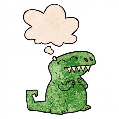 karikatür dinozor ve grunge doku desen st düşünce balonu