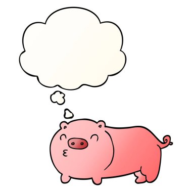 karikatür domuz ve pürüzsüz degrade tarzında kabarcık düşünce