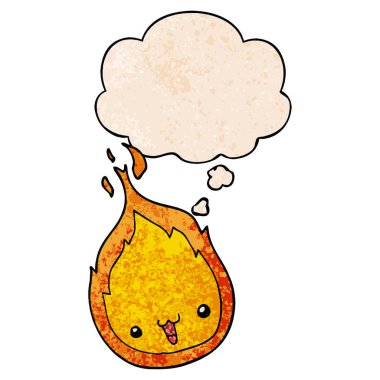 sevimli karikatür alev ve grunge doku desen düşünce balonu 